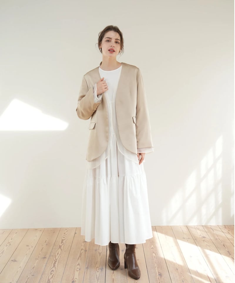 glossy no collar jacket | Acka.| エーシーケーエー|公式 glossy no collar jacket | Acka.| エーシーケーエー|公式