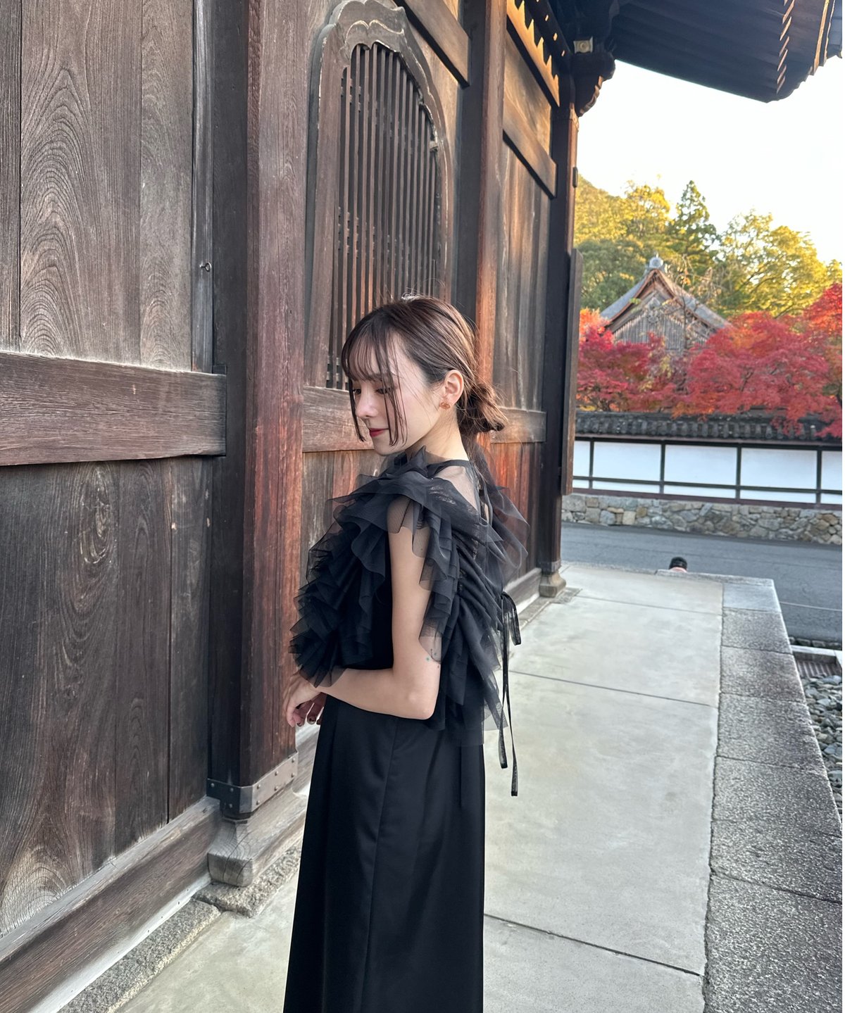 acka tulle vest satin one-piece 2 black