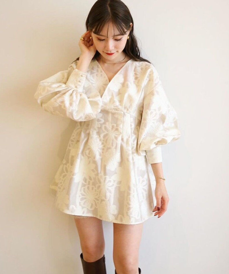 jacquard mini dress(white) | 【Acka.】エーシーケーエー|公式...