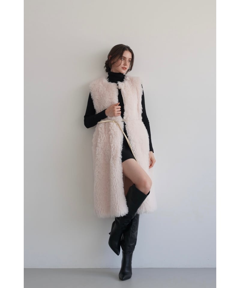 Acka ファーロングベスト　ロングジレ　fur long vest Acka. fur long vest ファーロングベスト