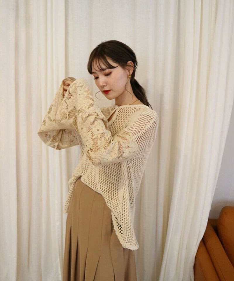 【Acka】flare sleeve ami tops