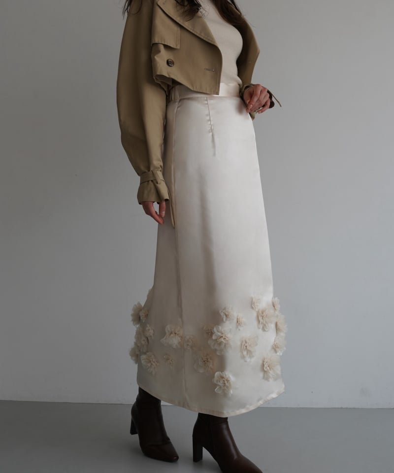 satin flower skirt | Acka.｜ エーシーケーエー｜公式オンラインストア