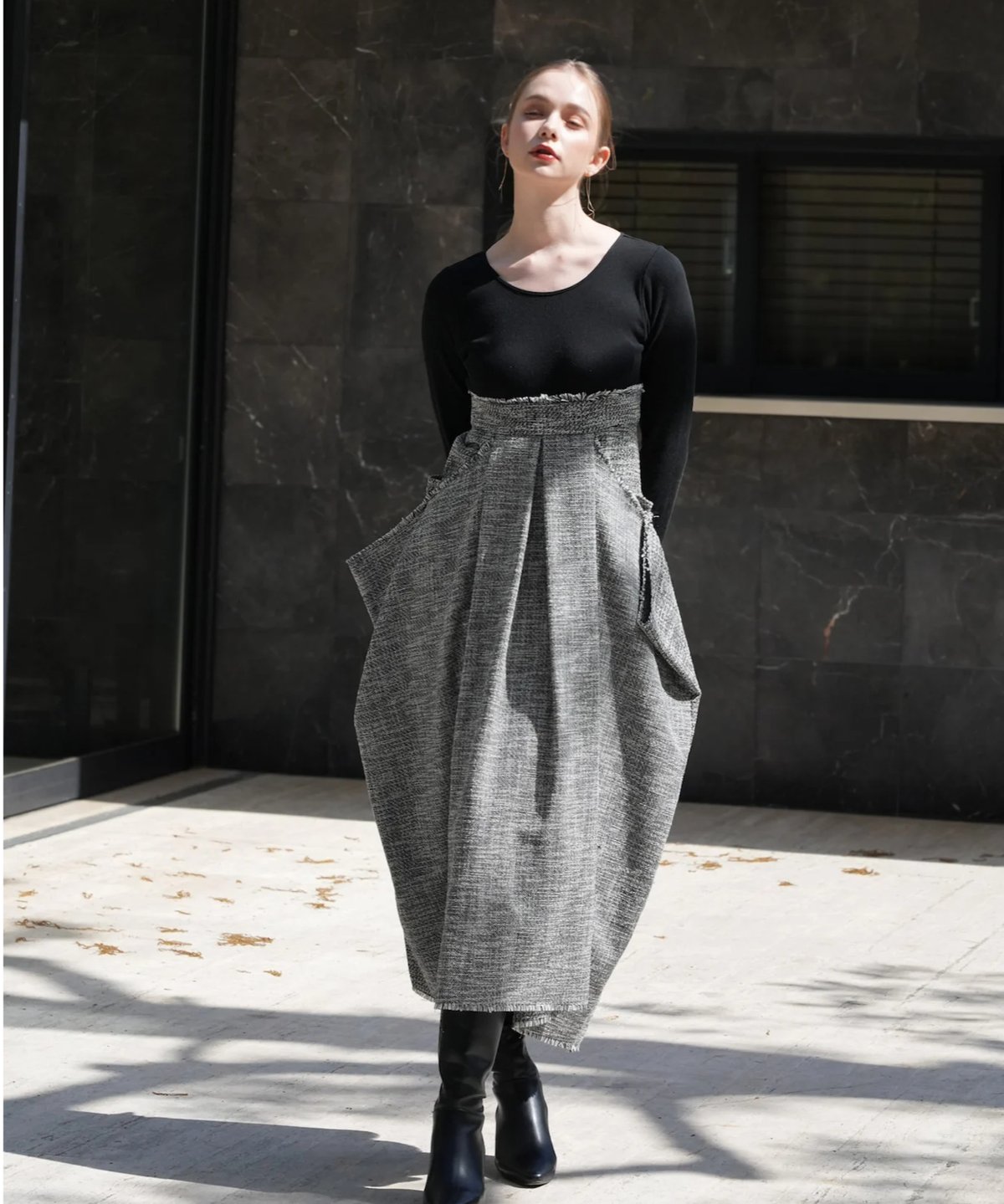 docking tweed cocoon one-piece | Acka.| エーシーケー docking tweed cocoon one-piece | Acka.| エーシーケー