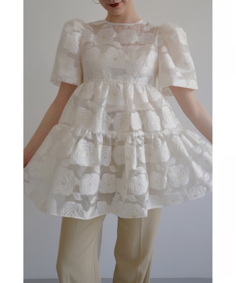 acka sheer flower jacquard blouse 【公式通販】