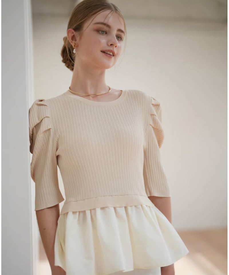 rib puff sleeve tops | Acka.｜ エーシーケーエー｜公式オンラインストア