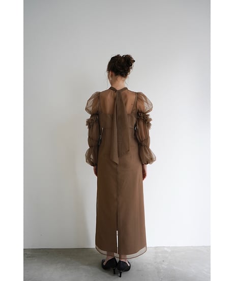 tulle sheer one-piece ( brown )