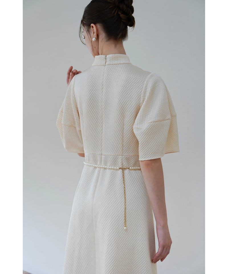 Acka pearl belted puff dress
