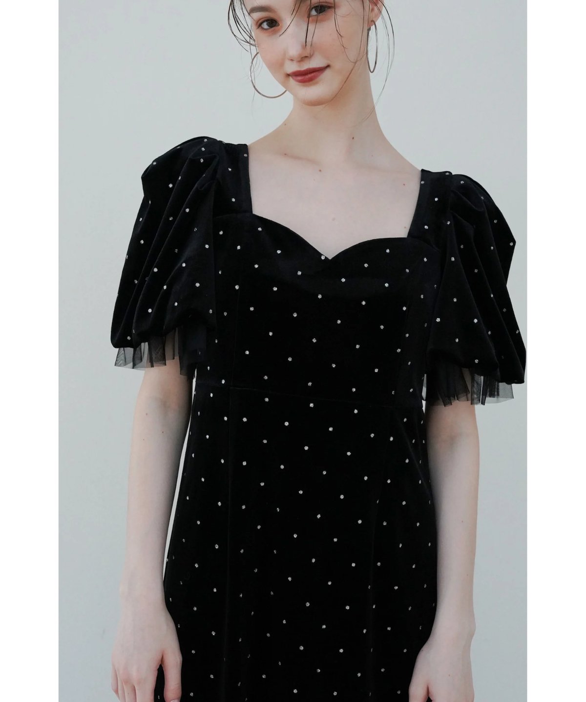 acka bijou dot velours dress ワンピース