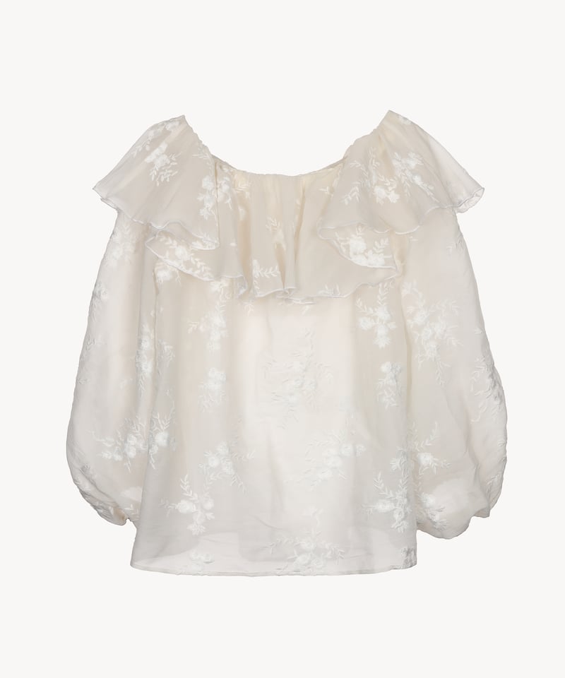 トップス acka embroidery frill blouse Acka embroidery frill blouse