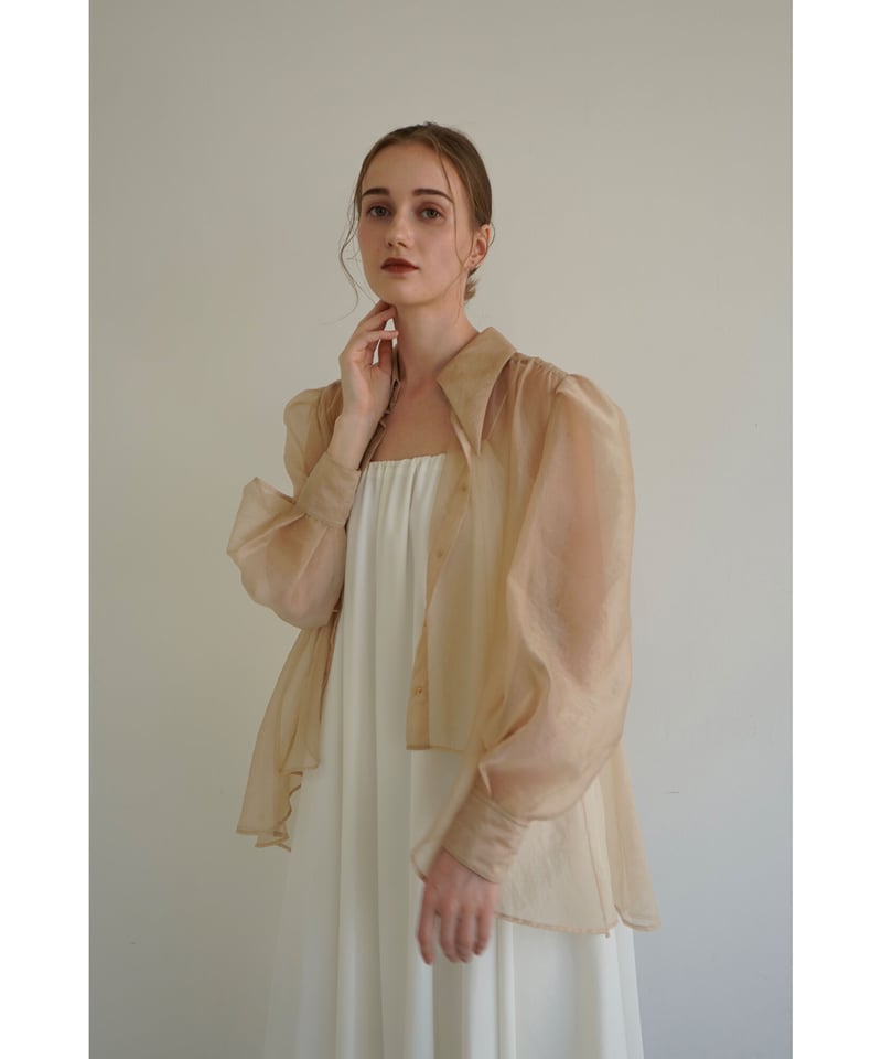 Acka  puff sheer shirt ( beige )