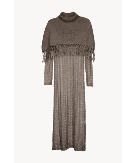 cape ami knit one-piece  (brown)
