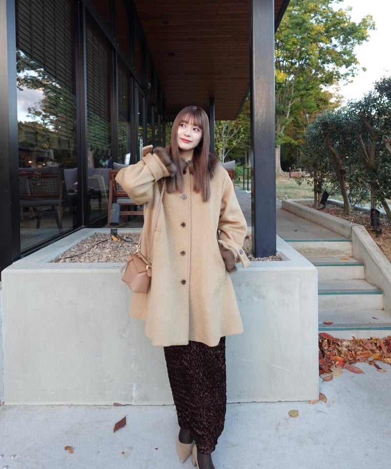 ACKA fur flare middle coat