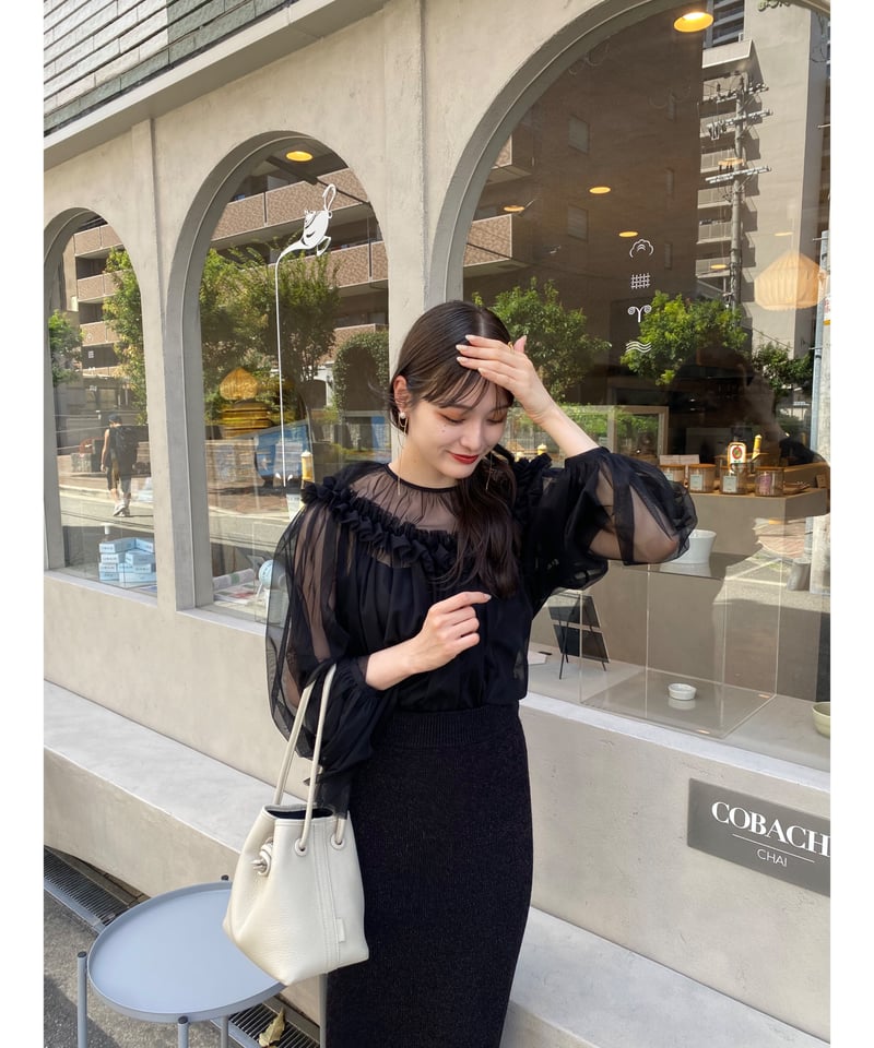 Acka パフギャザーブラウス puffy gather blouse