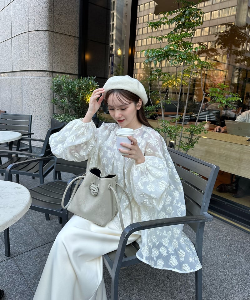 シャツ/ブラウス(長袖/七分)acka jacquard flare blouse - シャツ