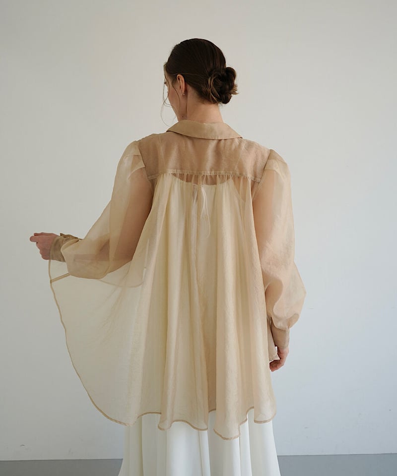 Acka  puff sheer shirt ( beige )