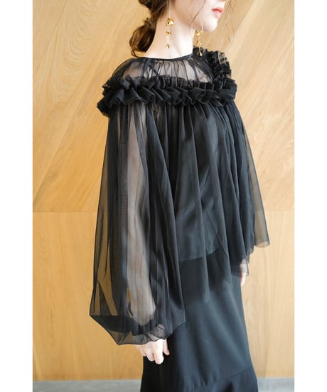 gather tulle blouse