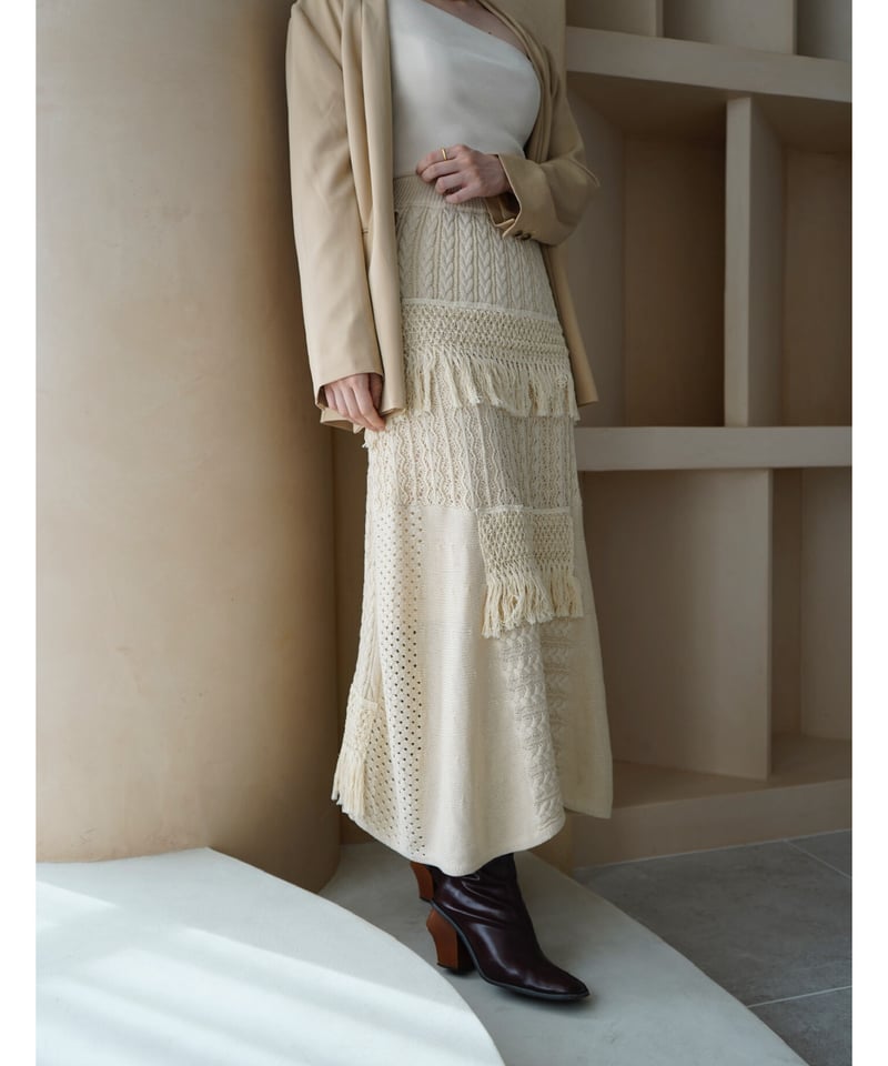 patchwork knit skirt  (acka)acka