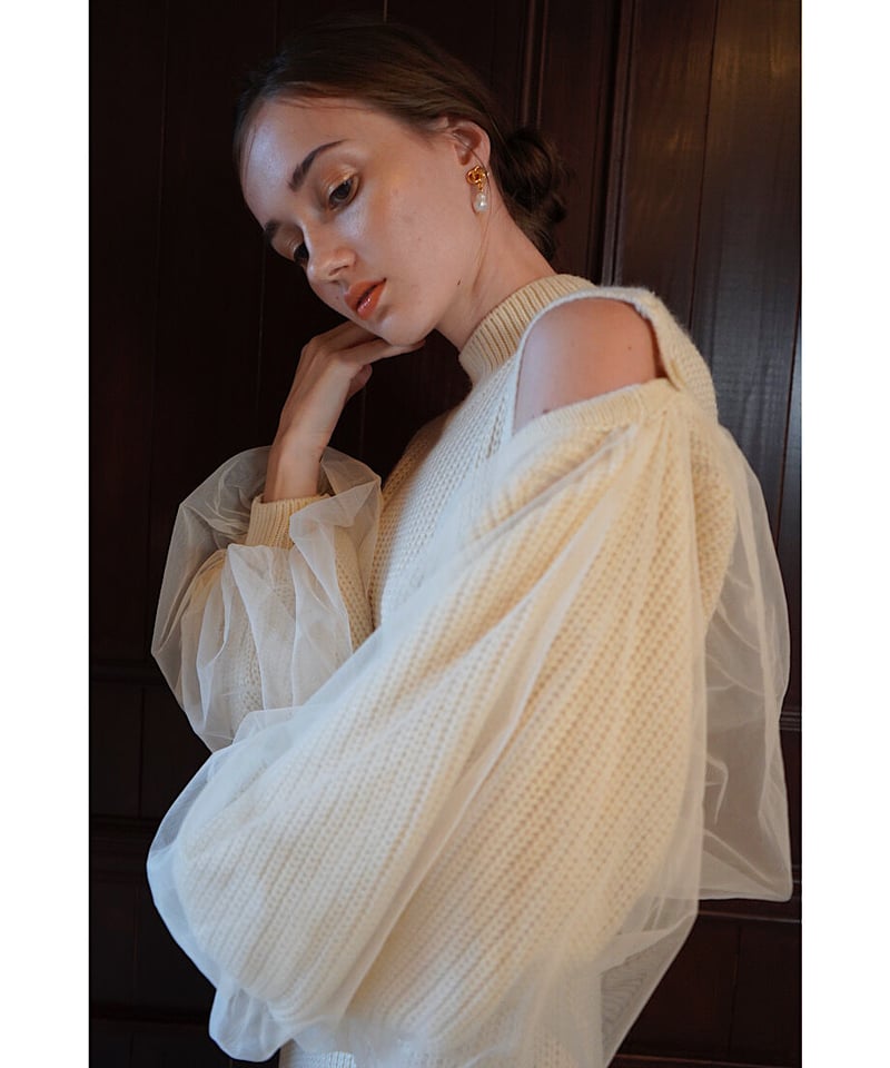 tulle sleeve knit one-piece | Acka.｜ エーシーケーエー｜公