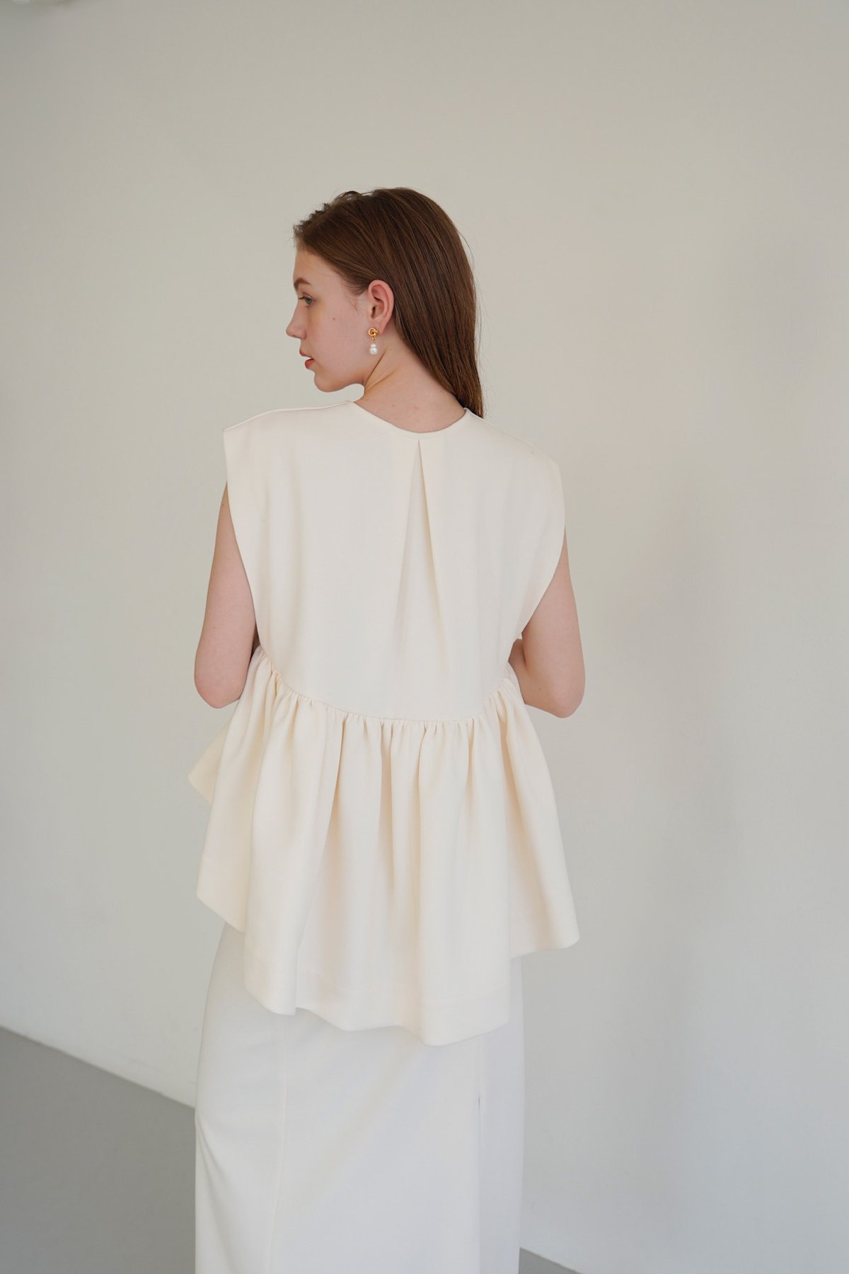 Acka.】 georgette peplum tops ペプラムトッ プス