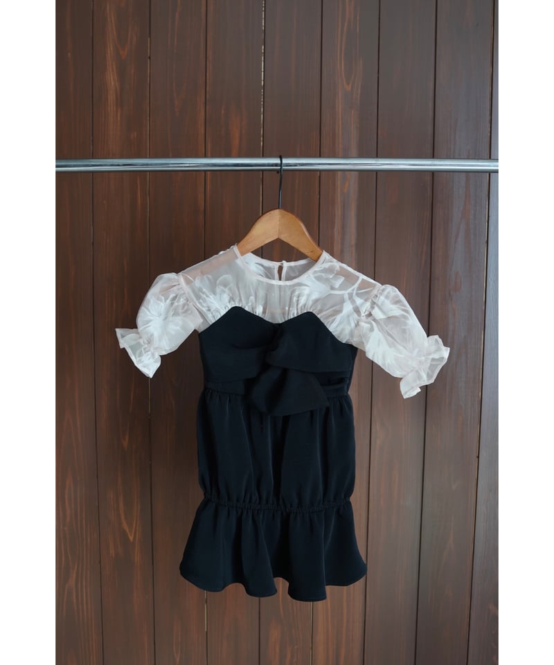 acka】sheer puff dress（black）