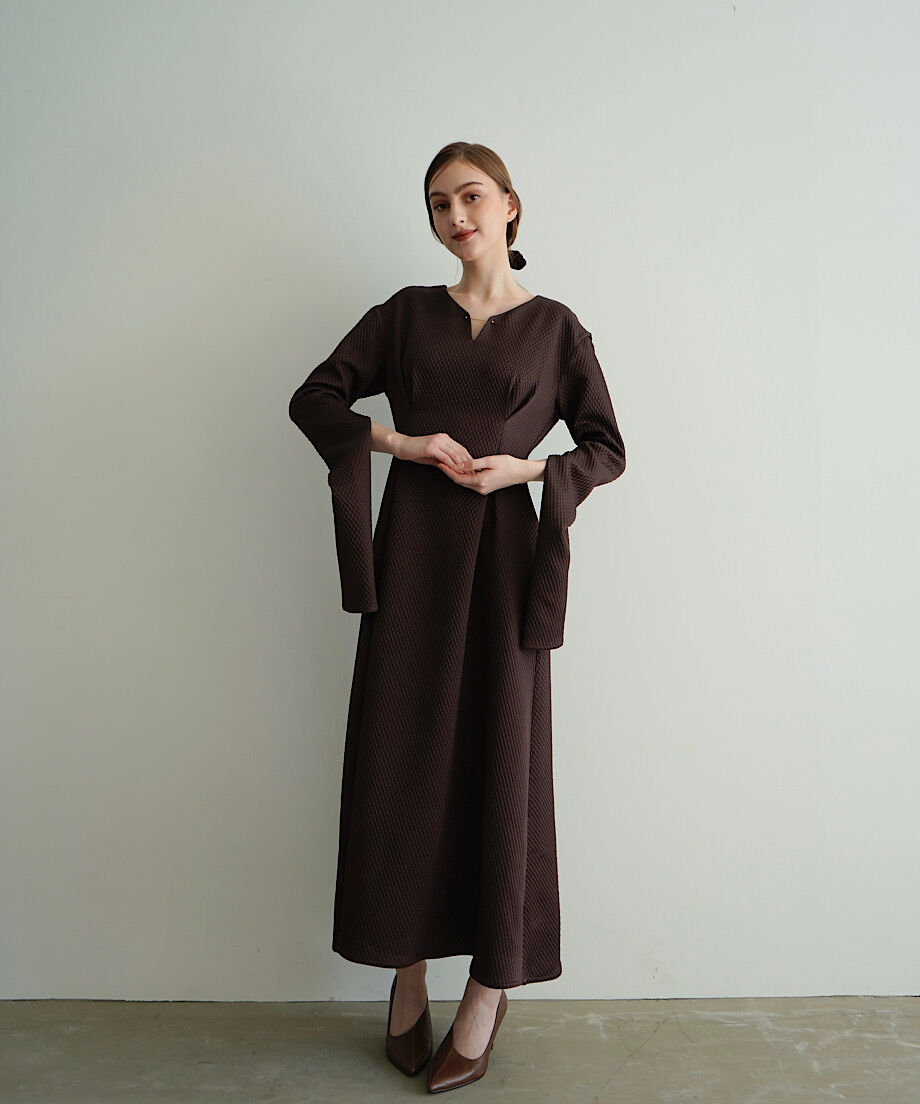 Acka arm slit one-piece - ロングワンピース