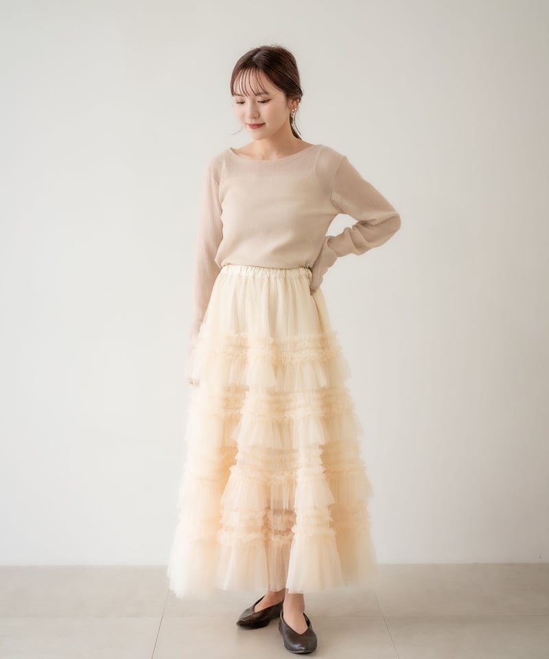 tulle long skirt（ivory） | 【Acka.】エーシーケーエー｜公式