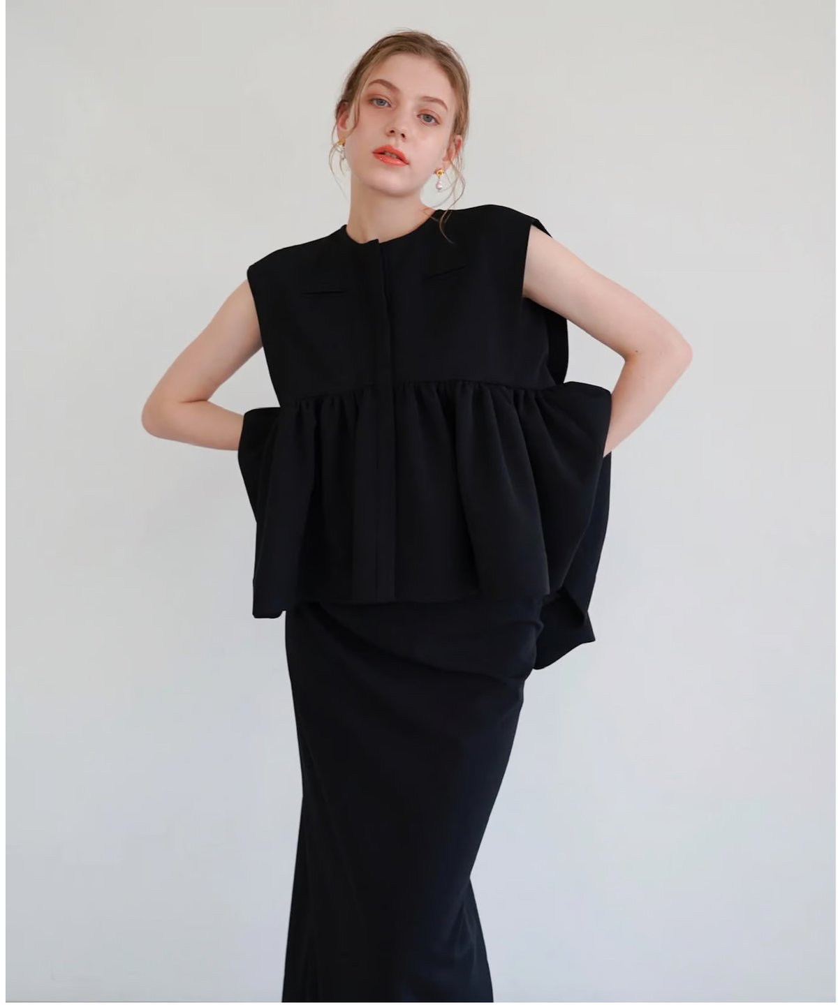 新品　Acka　 georgette peplum tops ペプラムトッ プス Acka.】 georgette peplum tops ペプラムトッ プス