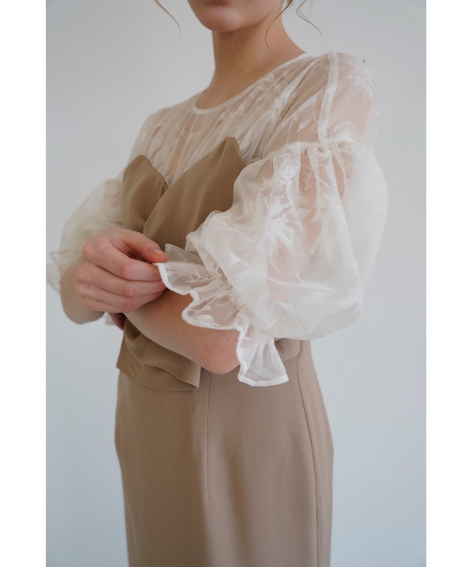 sheer puff dress ( beige ) | 【Acka.】エーシーケーエー|公式 sheer puff dress ( beige ) | 【Acka.】エーシーケーエー|公式