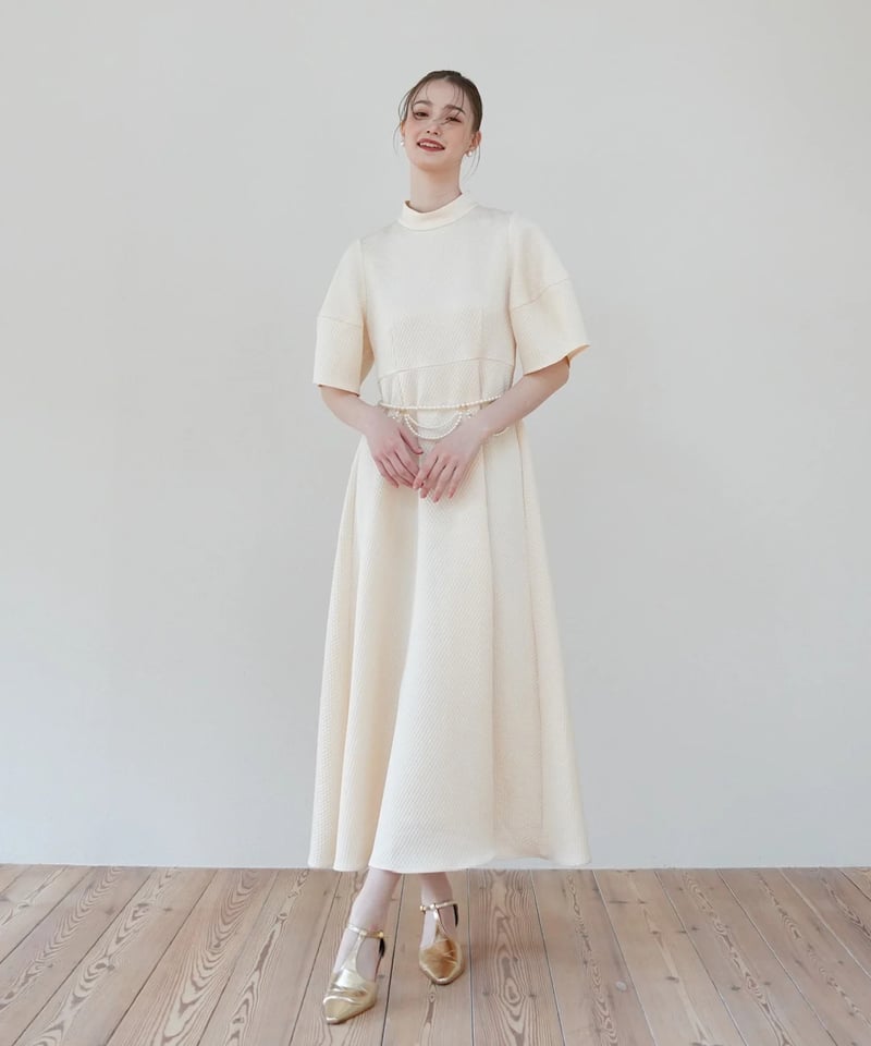 pearl belted puff dress | Acka.｜ エーシーケーエー｜公式オンラ