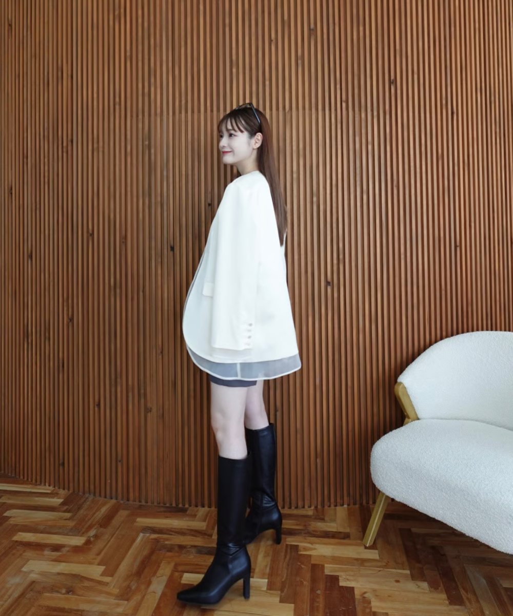【新品タグ付】acka glossy no collar jacket Acka. glossy no collar jacket