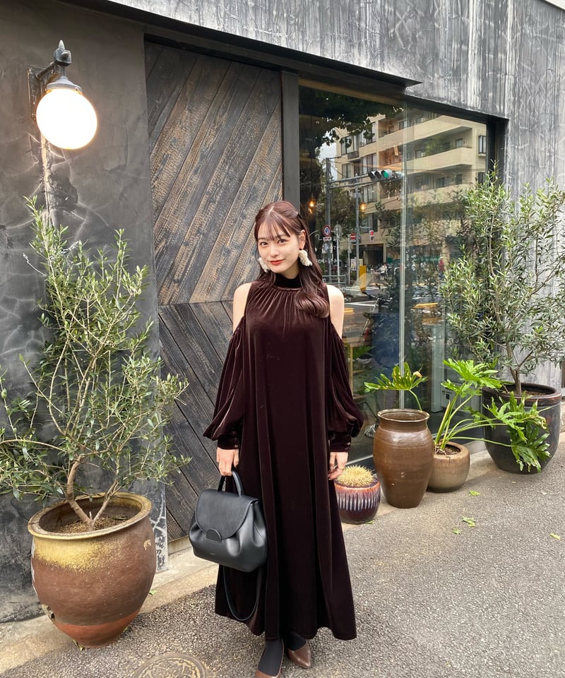 velour long dress ( dark brown ) | 【Acka.】エーシーケ