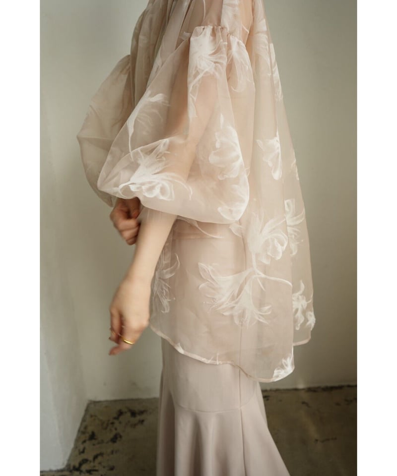 sheer over flare blouse(ivory) | 【Acka.】エーシーケーエ...