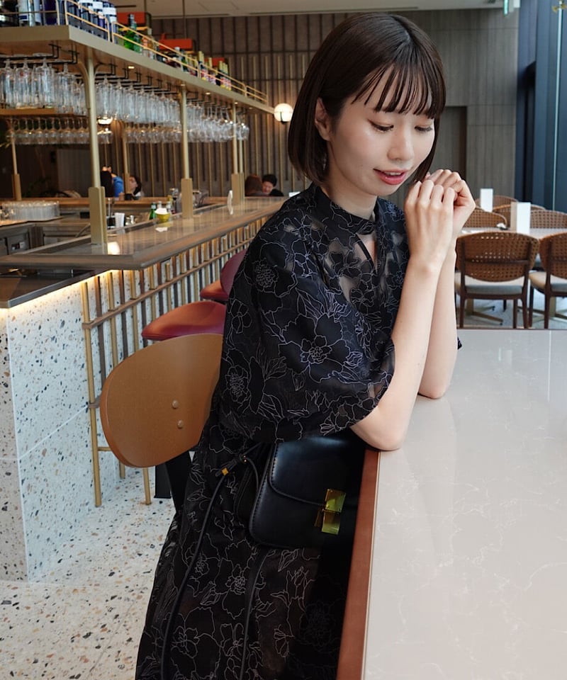 all sheer flower dress（black navy） | 【Acka.】エーシ...