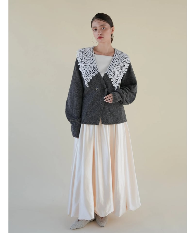 Acka lace collar knit cardigan
