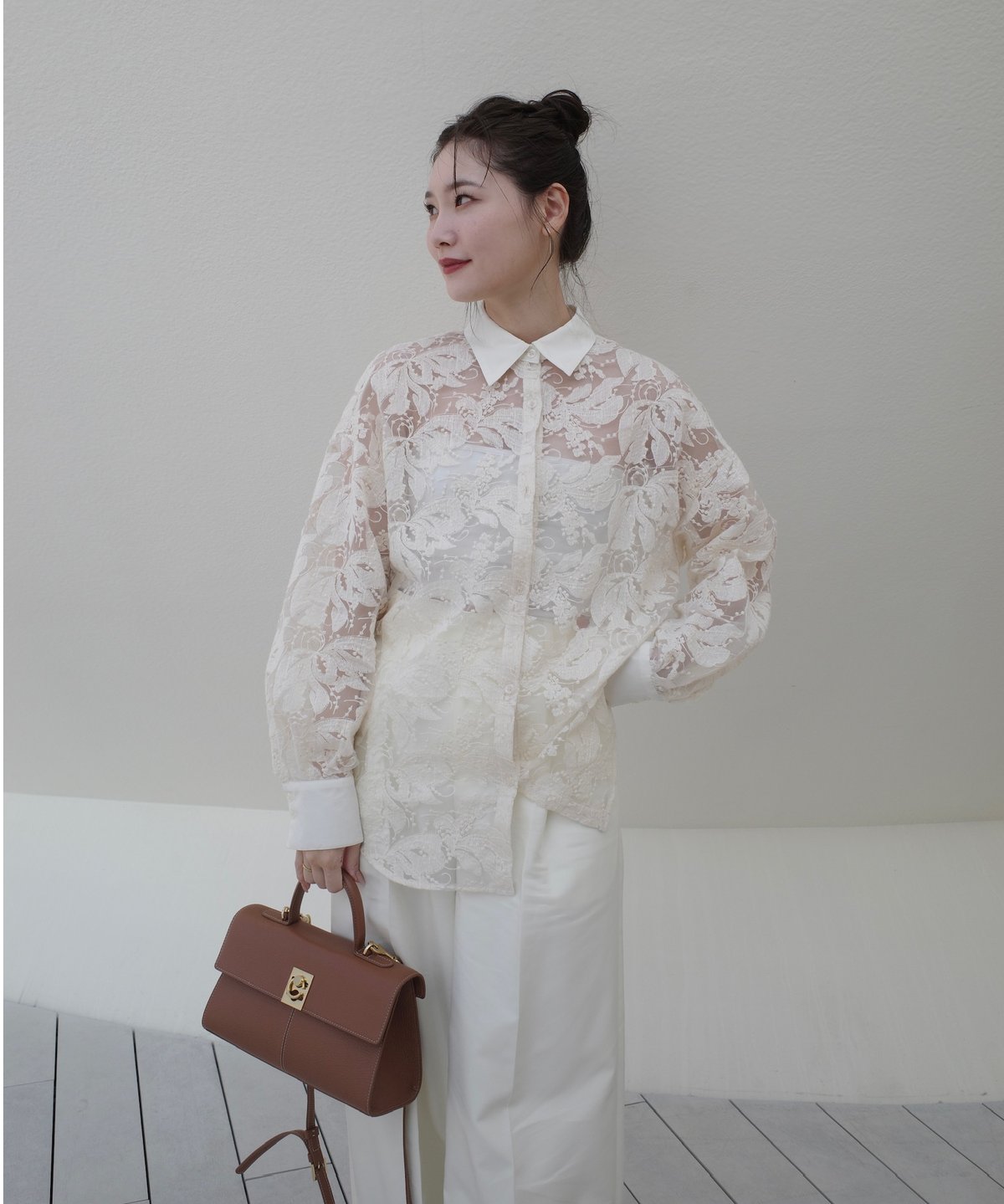 acka sheer embroidery shirt 【即日発送可能】 Acka sheer embroidery shirt