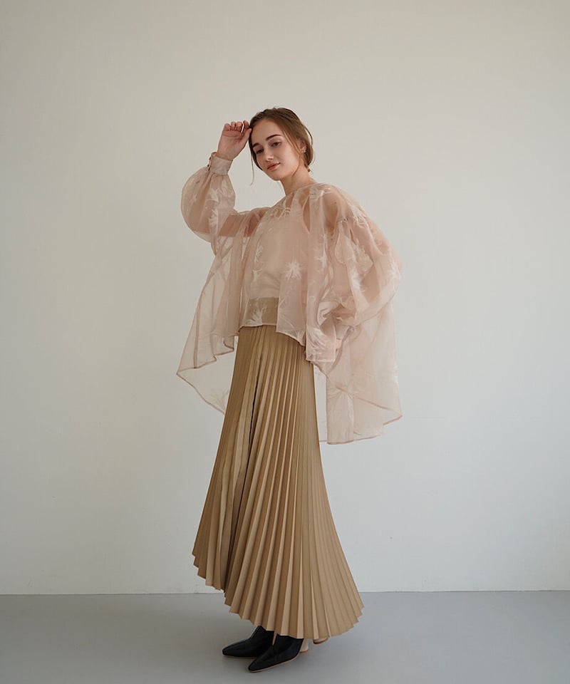 sheer over flare blouse(ivory) | 【Acka.】エーシーケーエ...