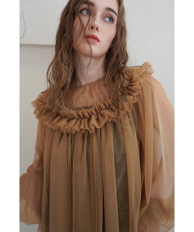 Acka. gather tulle blouse Acka. gather tulle blouse