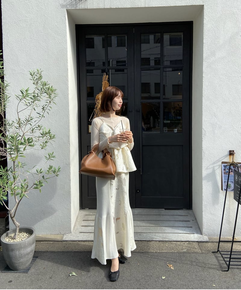 jacquard peplum bustier(ivory) | 【Acka.】エーシーケーエ...