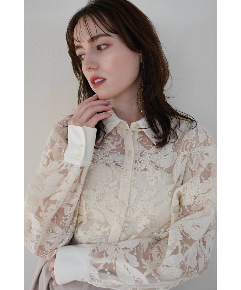 sheer embroidery shirt | Acka.｜ エーシーケーエー｜公式オンライ