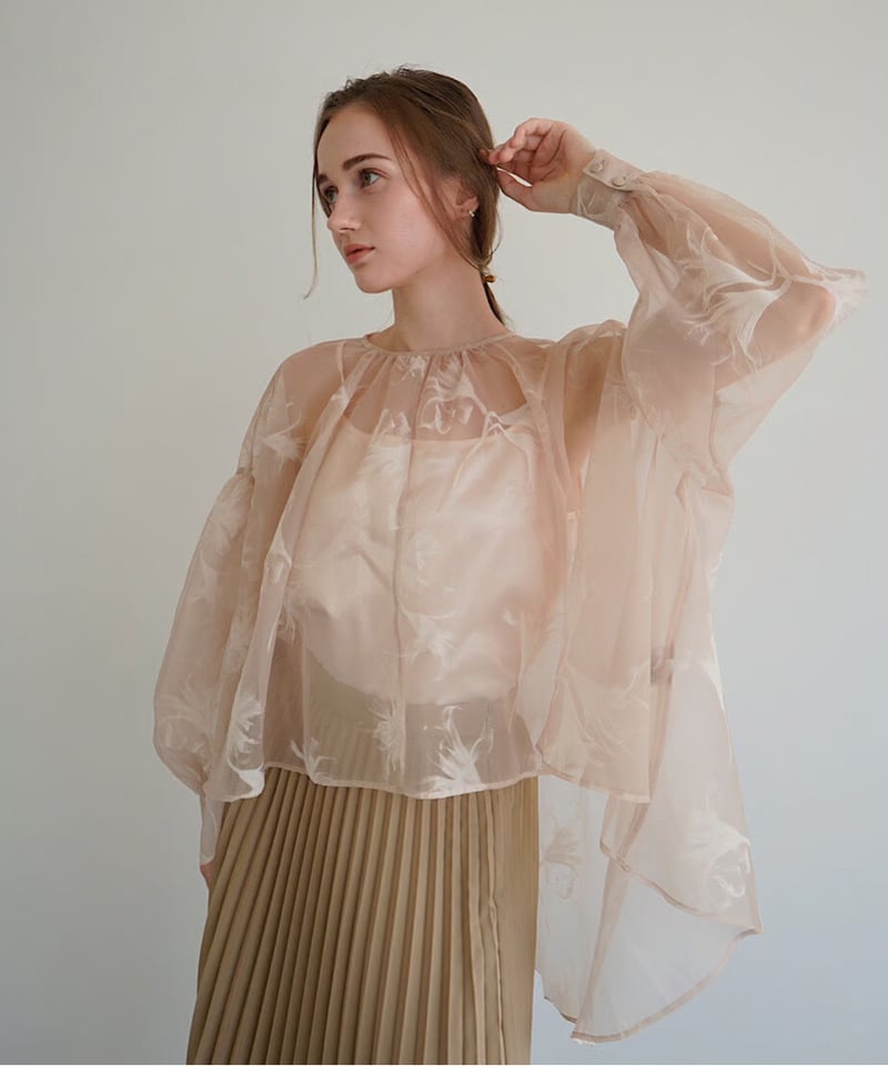 sheer over flare blouse 【acka】 - 長袖 