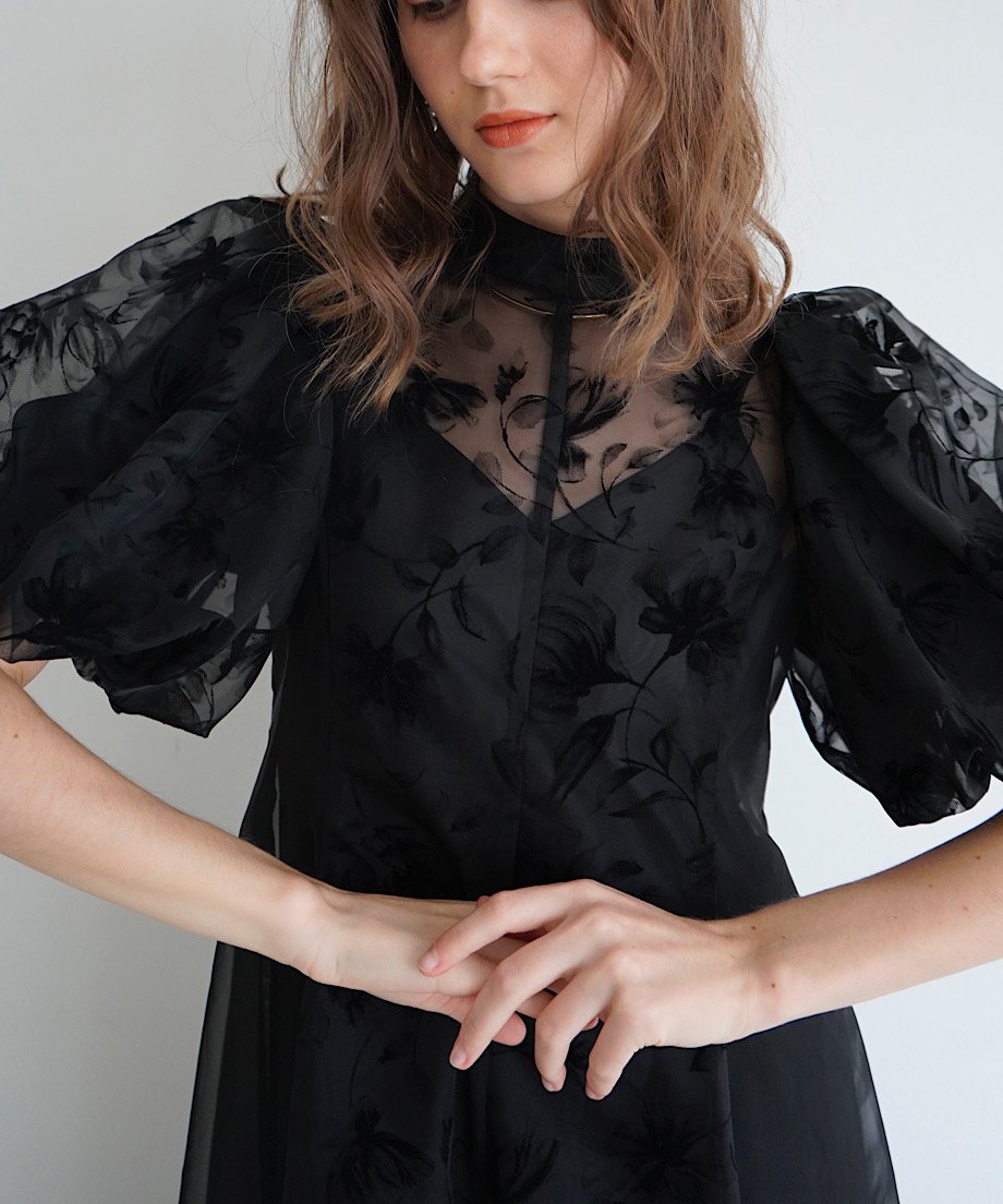 【acka】sheer puff dress（black） acka sheer puff dress（black）