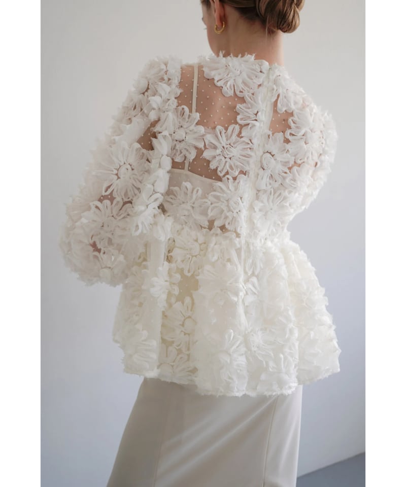 Acka flower peplum blouse ホワイト flower peplum blouse – Acka online store