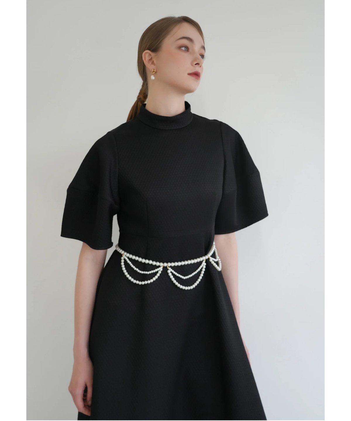Acka pearl belted puff dress