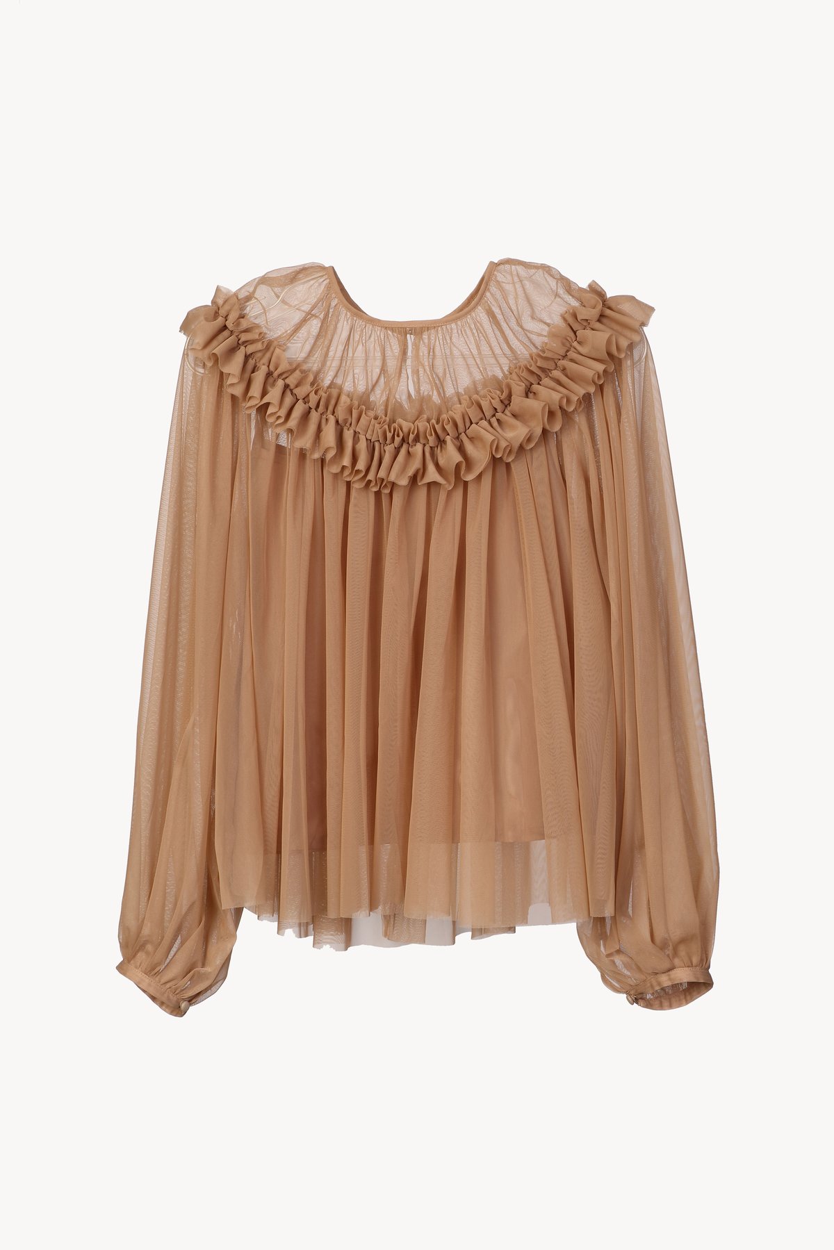 gather tulle blouse（brown） | 【Acka.】エーシーケーエー｜公式