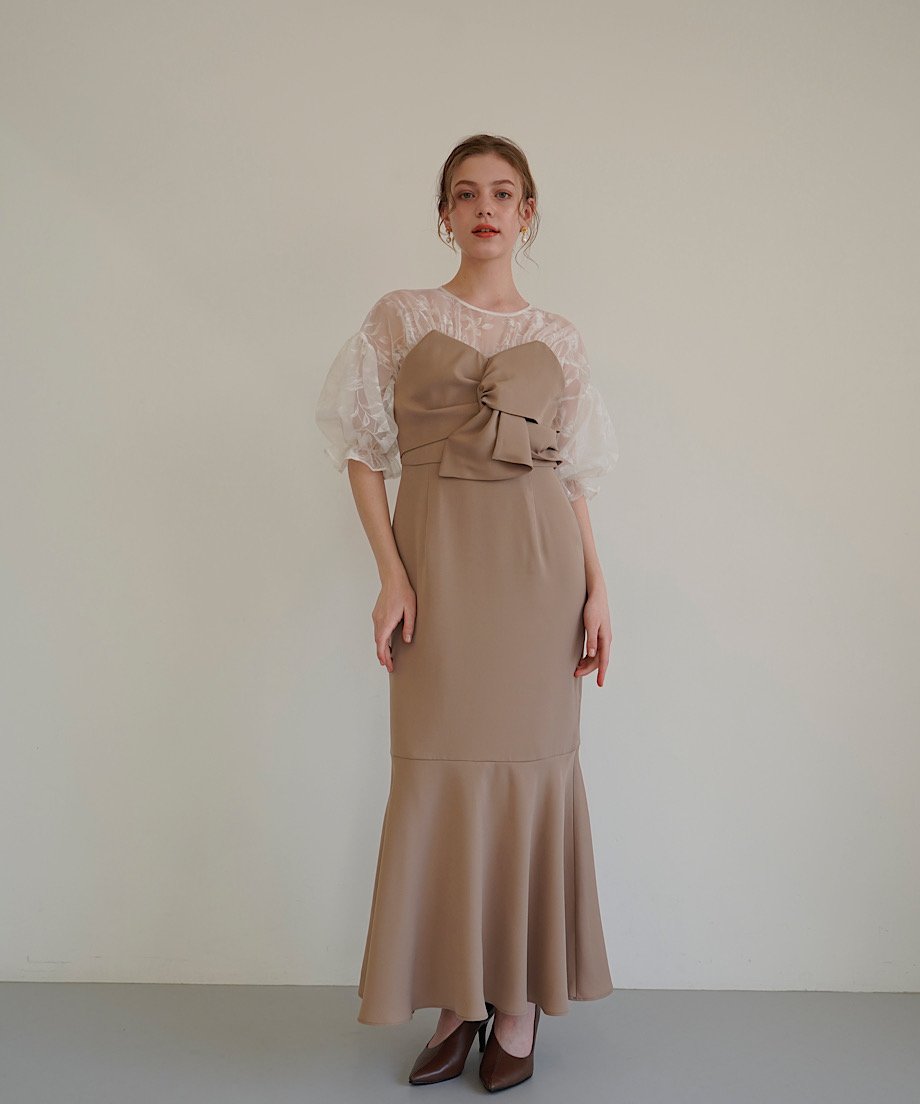 sheer puff dress ( beige ) | 【Acka.】エーシーケーエー|公式 sheer puff dress ( beige ) | 【Acka.】エーシーケーエー|公式