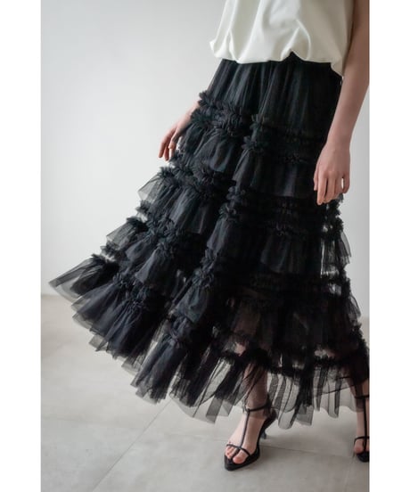 tulle long skirt（black）