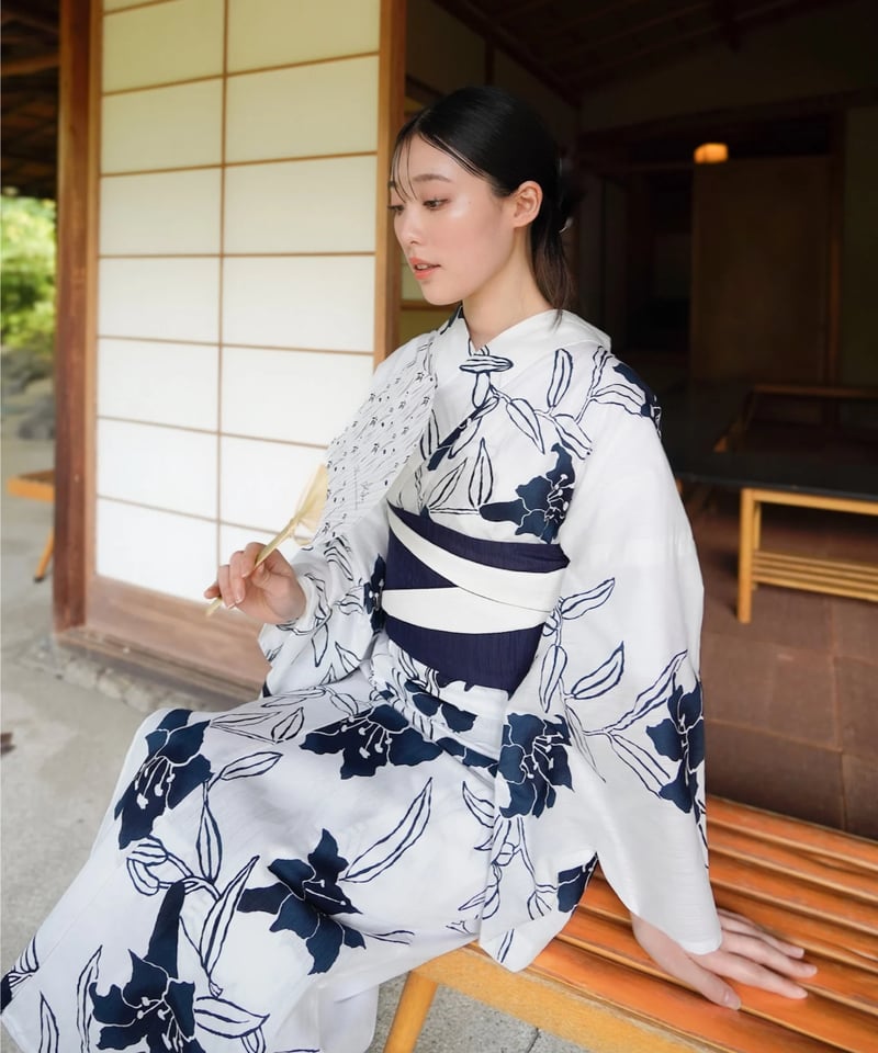 acka浴衣 販売 utatane×Acka.］山茶花 white（lame）浴衣3set – Acka