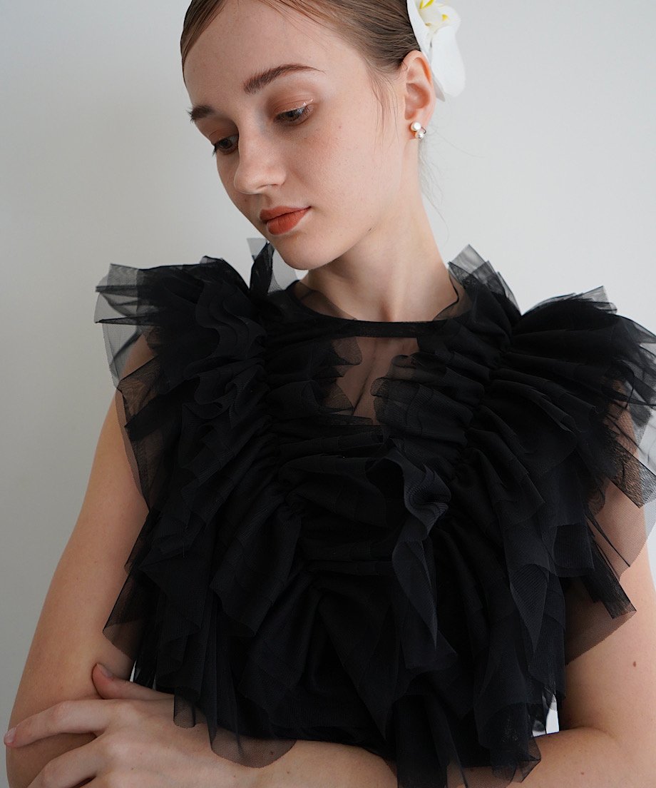 tulle vest satin one-piece | Acka.| エーシーケーエー|公式 tulle vest satin one-piece | Acka.| エーシーケーエー|公式