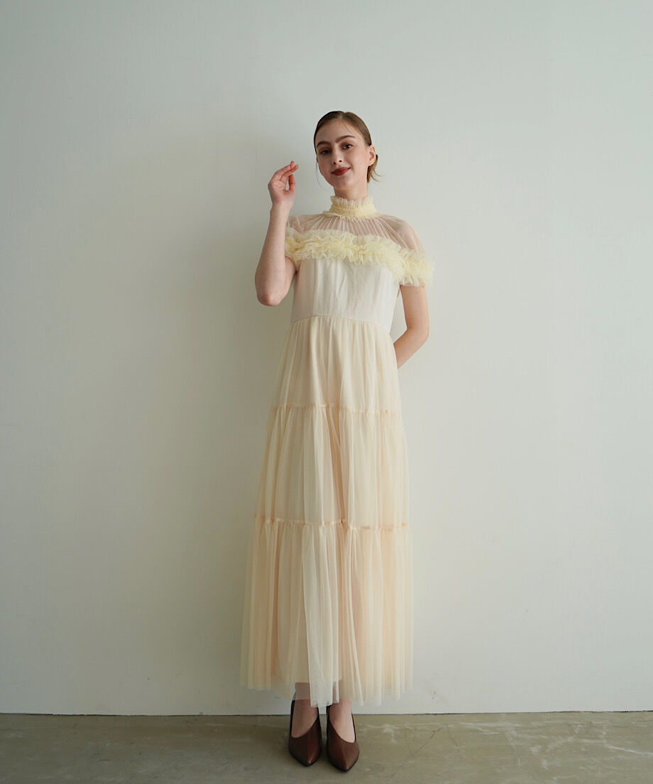 sheer shoulder dress（ivory） | 【Acka.】エーシーケーエー｜公