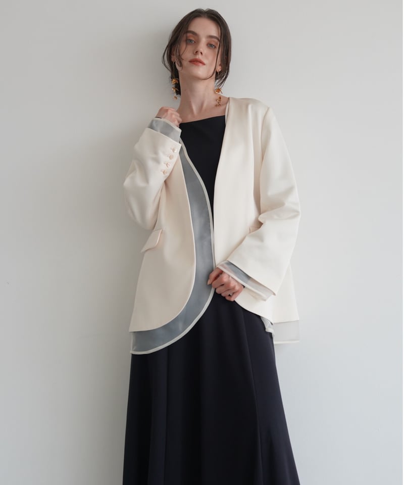 【新品タグ付】acka glossy no collar jacket 新品タグ付】acka glossy no collar jacket